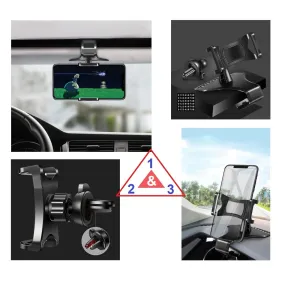 3 in 1 Car GPS Smartphone Holder: Dashboard / Visor Clamp   AC Grid Clip for LG G Flex, F340L - Black