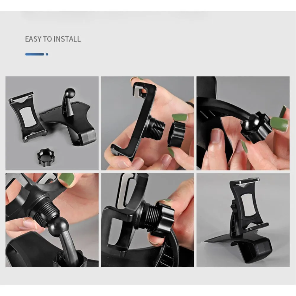 3 in 1 Car GPS Smartphone Holder: Dashboard / Visor Clamp   AC Grid Clip for LG G Flex, F340L - Black