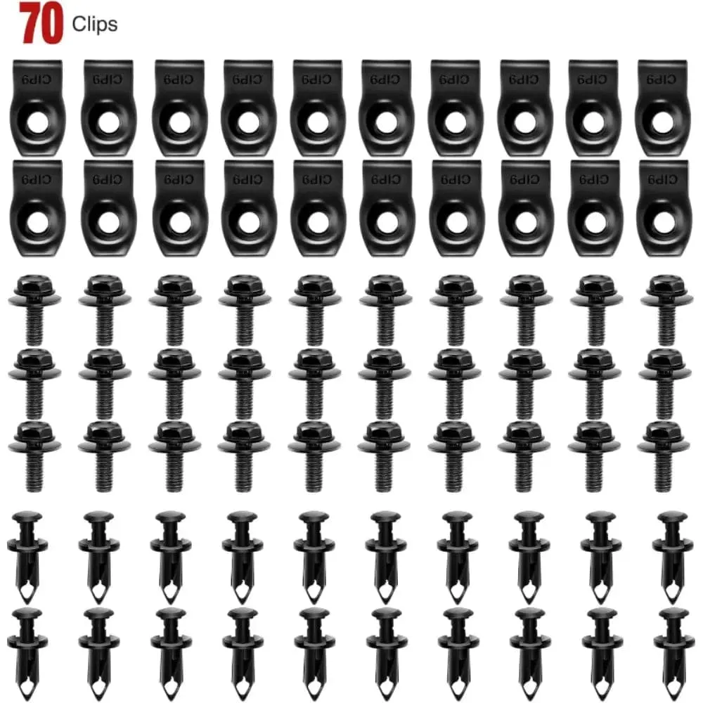 70 Pcs Engine Under Cover Splash Shield Guard Body Bolts Bumper Fender Liner Push Retainer Clips for Infiniti G35 G37 FX35 FX45 EX35 Nissan 370Z 350Z