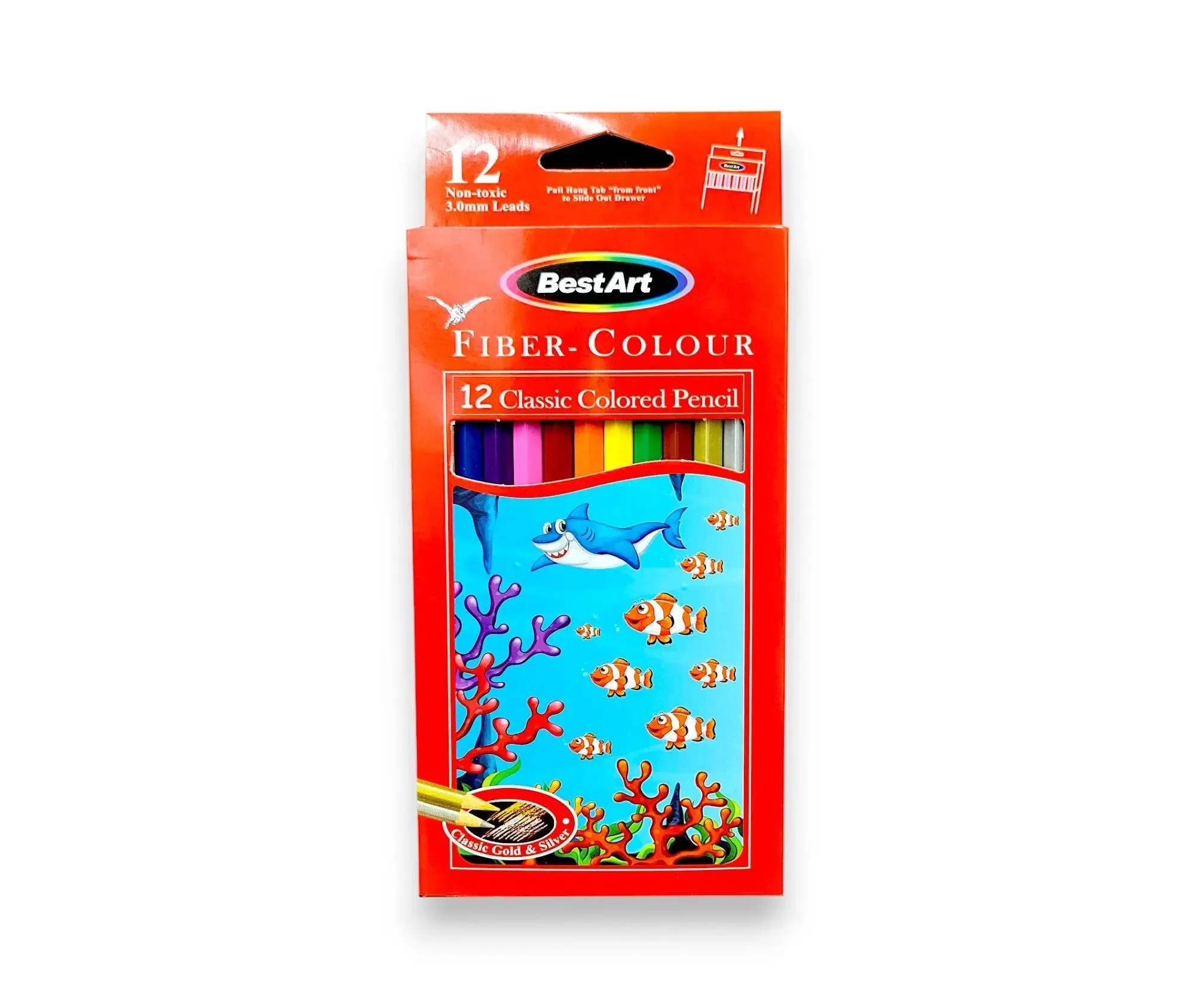 BestArt Fiber-Colour 12 Classic Colored Pencils Set