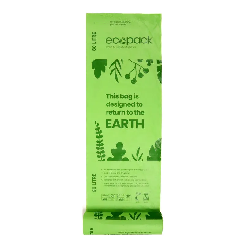 Ecopack 80L Compostable Garbage Bags (1 Roll/10 Bags)
