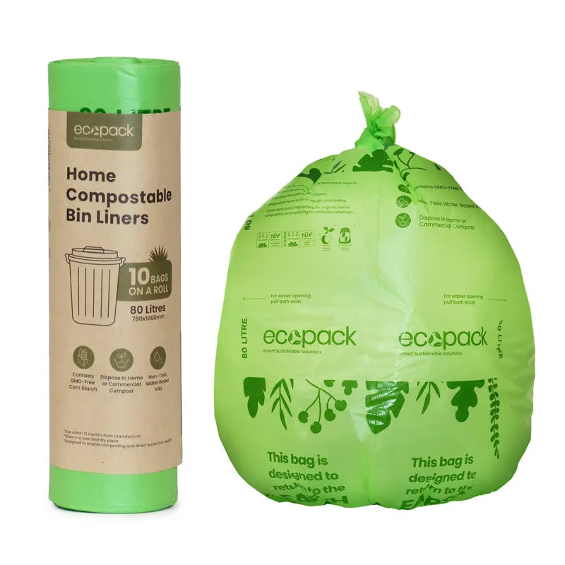 Ecopack 80L Compostable Garbage Bags (1 Roll/10 Bags)