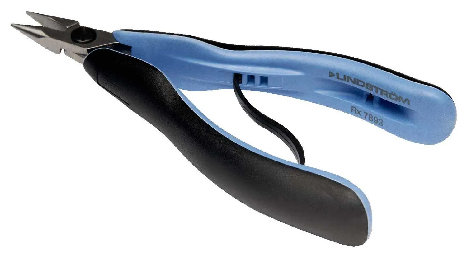 Lindstrom RX-7893 RX Series ESD-Safe Small, Short Snipe Nose Pliers with One Serrated Jaw & ERGO&trade; Handles, 5.77" OAL