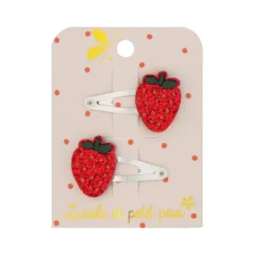 Mini strawberry hair clips (pair)