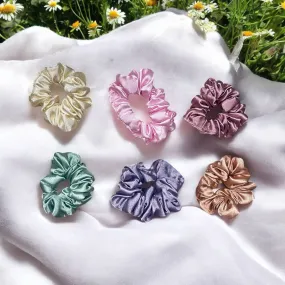 Pastel Color Satin Fabric Scrunchies - Small