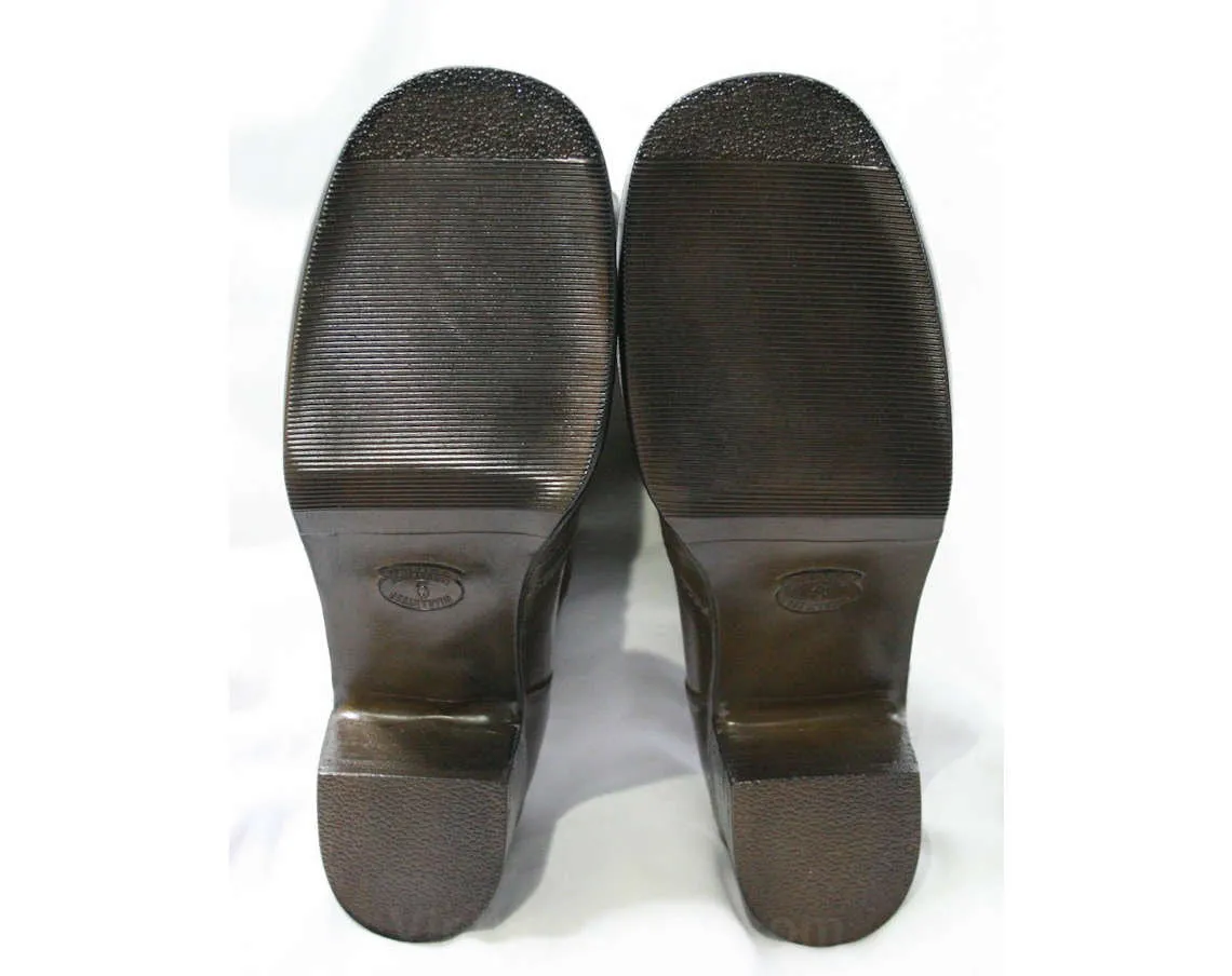 Size 7 Black & Brown 60s Boots - Waterproof Rubber - Sophisticated 1960s Street Style - Color Block - Lined - Unworn - Deadstock - 43293-6